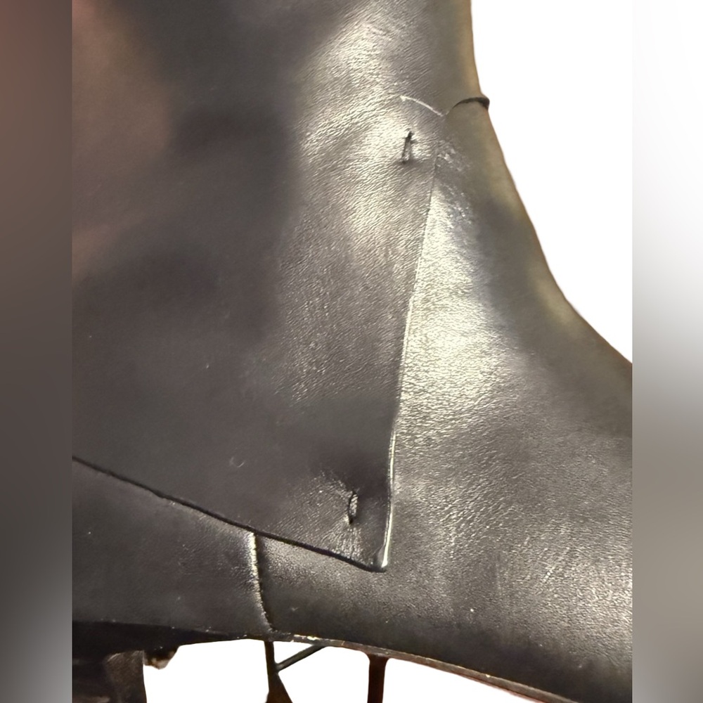 Franco Sarto NWT Sz 7.5M Elegant Black Leather Knee-High Kitten Heel Boots SH250 - Picture 6 of 11